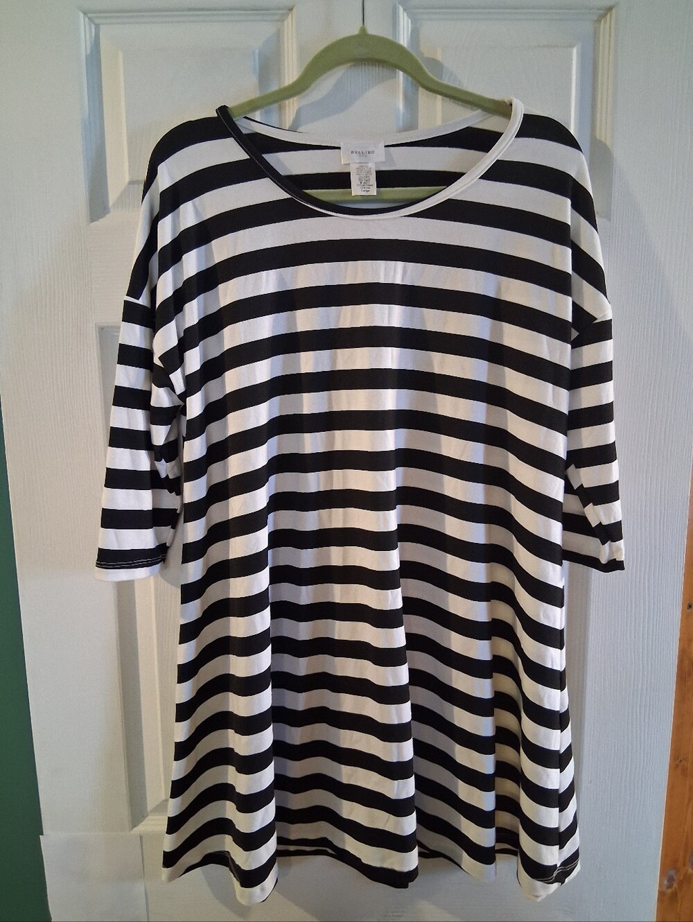 Bellino Clothing Black and White Striped Tunic Top